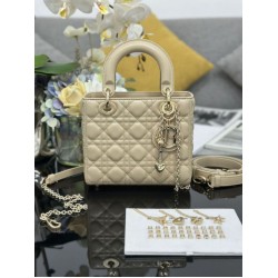 Premium Replica Small Lady Dior My ABCDior bag with D.I.O.R apricot cannage lambskin pendant At Cheap Price