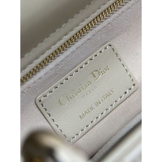 Premium Replica Small Lady Dior My ABCDior bag with D.I.O.R apricot cannage lambskin pendant At Cheap Price
