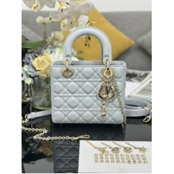 Premium Replica Small Lady Dior My ABCDior bag with D.I.O.R blue cannage lambskin pendant At Cheap Price