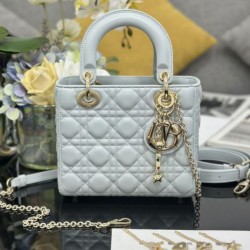 Premium Replica Small Lady Dior My ABCDior bag with D.I.O.R blue cannage lambskin pendant At Cheap Price