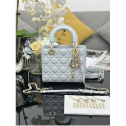 Premium Replica Small Lady Dior My ABCDior bag with D.I.O.R blue cannage lambskin pendant At Cheap Price