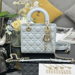 Premium Replica Small Lady Dior My ABCDior bag with D.I.O.R blue cannage lambskin pendant At Cheap Price