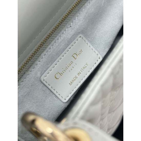 Premium Replica Small Lady Dior My ABCDior bag with D.I.O.R blue cannage lambskin pendant At Cheap Price