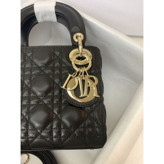 Premium Replica Mini Lady Dior bag with black cannage stitching At Cheap Price