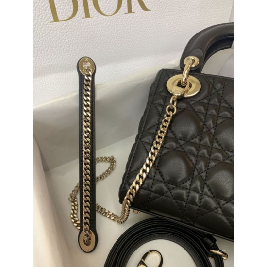 Premium Replica Mini Lady Dior bag with black cannage stitching At Cheap Price