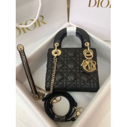 Premium Replica Mini Lady Dior bag with black cannage stitching At Cheap Price