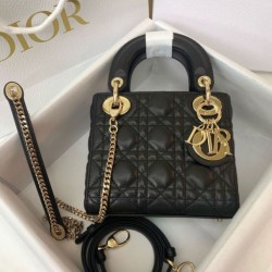 Premium Replica Mini Lady Dior bag with black cannage stitching At Cheap Price