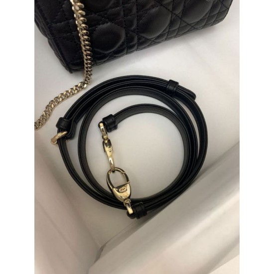 Premium Replica Mini Lady Dior bag with black cannage stitching At Cheap Price