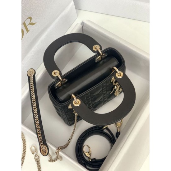 Premium Replica Mini Lady Dior bag with black cannage stitching At Cheap Price