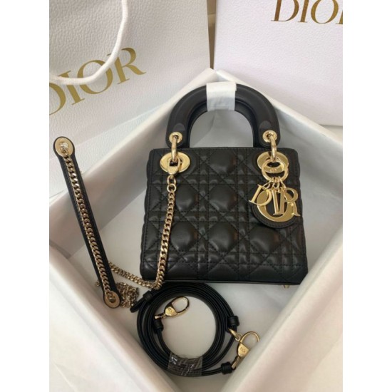 Premium Replica Mini Lady Dior bag with black cannage stitching At Cheap Price