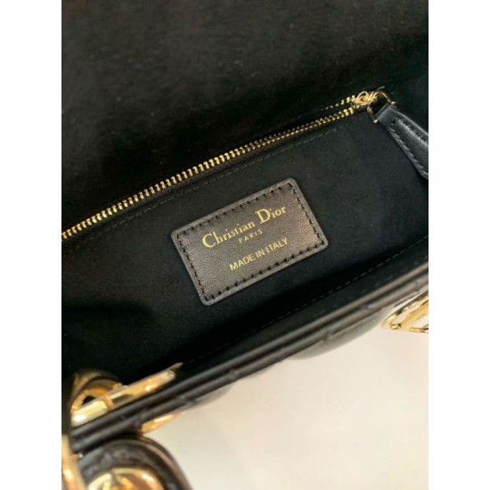 Premium Replica Mini Lady Dior bag with black cannage stitching At Cheap Price