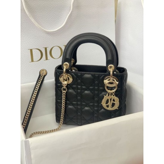 Premium Replica Mini Lady Dior bag with black cannage stitching At Cheap Price