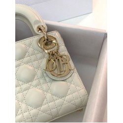 Premium Replica Mini Lady Dior bag with white cannage stitching At Cheap Price