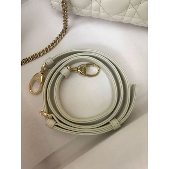 Premium Replica Mini Lady Dior bag with white cannage stitching At Cheap Price