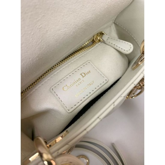 Premium Replica Mini Lady Dior bag with white cannage stitching At Cheap Price