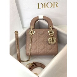 Premium Replica Mini Lady Dior bag with pink cannage stitching At Cheap Price