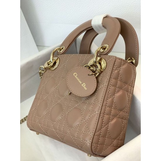 Premium Replica Mini Lady Dior bag with pink cannage stitching At Cheap Price