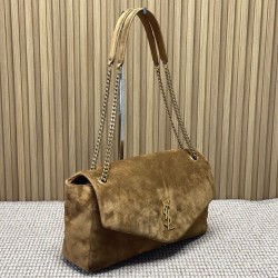 Premium Replica YSL Saint Laurent Large Calypso Envelope Handbag Brown Suede At Cheap Price