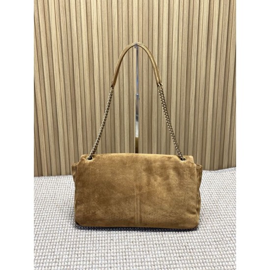 Premium Replica YSL Saint Laurent Large Calypso Envelope Handbag Brown Suede At Cheap Price