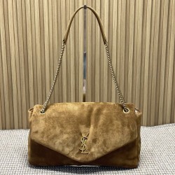 Premium Replica YSL Saint Laurent Large Calypso Envelope Handbag Brown Suede At Cheap Price