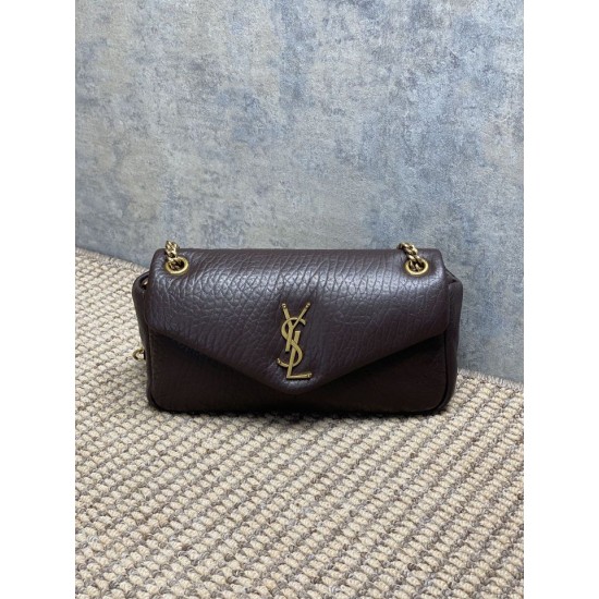 Premium Replica YSL Saint Laurent Small Calypso Hobo Bag Burgundy At Cheap Price