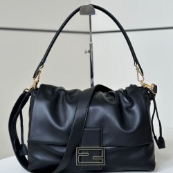 Premium Replica Fendi Medium/Large Mamma Baguette shoulder bag Black At Cheap Price