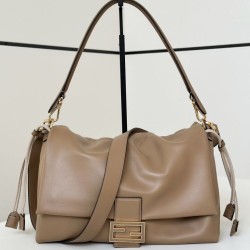 Premium Replica Fendi Medium/Large Mamma Baguette shoulder bag taupe nappa At Cheap Price