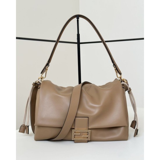Premium Replica Fendi Medium/Large Mamma Baguette shoulder bag taupe nappa At Cheap Price