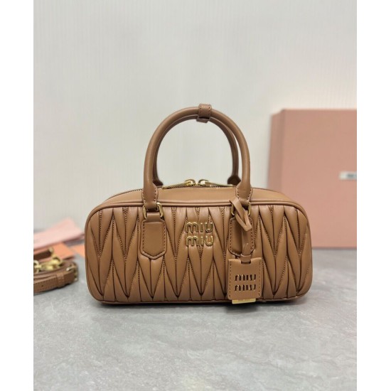 Premium Replica Miu Miu Arcadie Matelasse Nappa Bag Coffee At Cheap Price