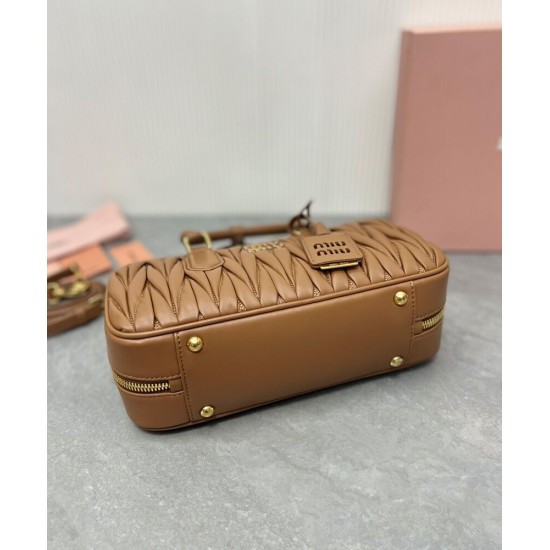 Premium Replica Miu Miu Arcadie Matelasse Nappa Bag Coffee At Cheap Price