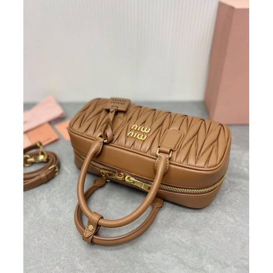 Premium Replica Miu Miu Arcadie Matelasse Nappa Bag Coffee At Cheap Price