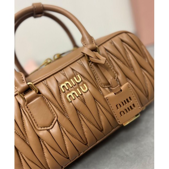 Premium Replica Miu Miu Arcadie Matelasse Nappa Bag Coffee At Cheap Price