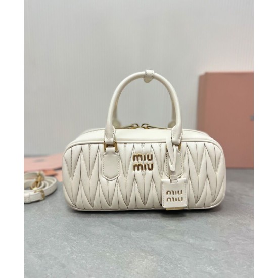 Premium Replica Miu Miu Arcadie Matelasse Nappa Bag Cream At Cheap Price