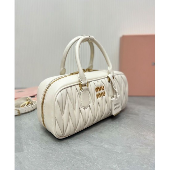 Premium Replica Miu Miu Arcadie Matelasse Nappa Bag Cream At Cheap Price