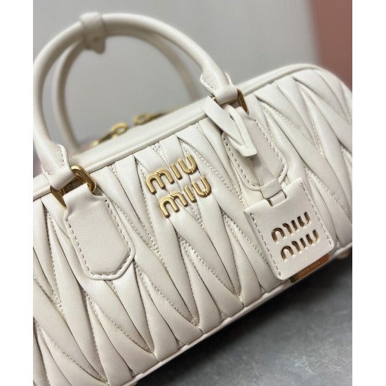 Premium Replica Miu Miu Arcadie Matelasse Nappa Bag Cream At Cheap Price