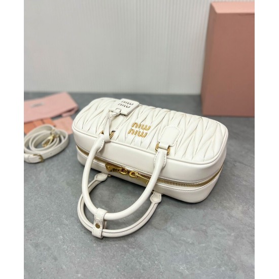 Premium Replica Miu Miu Arcadie Matelasse Nappa Bag Cream At Cheap Price