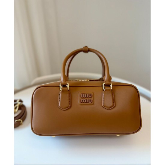 Fake Miumiu Arcadie Tote Bag Coffee Knockoff Clone Sale Online Premium Replica Miumiu Arcadie Tote Bag Coffee At Cheap Price
