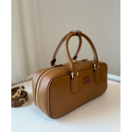 Fake Miumiu Arcadie Tote Bag Coffee Knockoff Clone Sale Online Premium Replica Miumiu Arcadie Tote Bag Coffee At Cheap Price