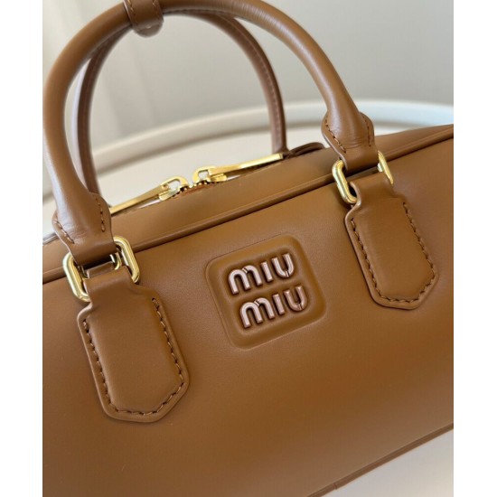 Fake Miumiu Arcadie Tote Bag Coffee Knockoff Clone Sale Online Premium Replica Miumiu Arcadie Tote Bag Coffee At Cheap Price