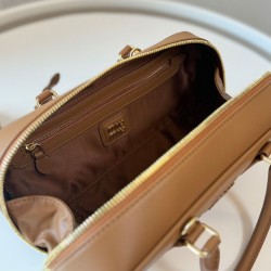 Premium Replica Miumiu Arcadie Tote Bag Coffee At Cheap Price