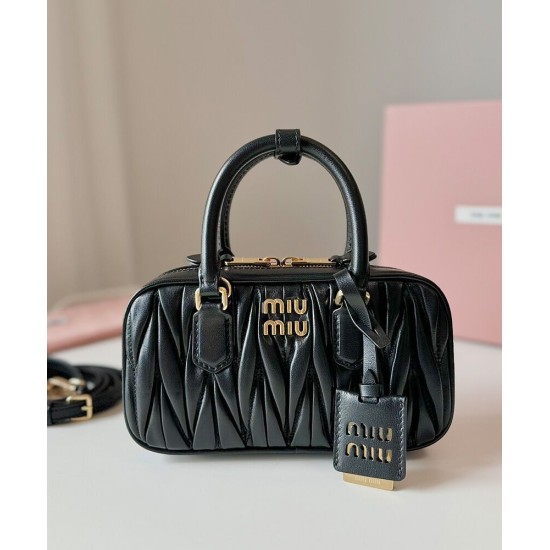 Premium Replica Miu Miu Arcadie Matelasse Mini Nappa Bag Black At Cheap Price