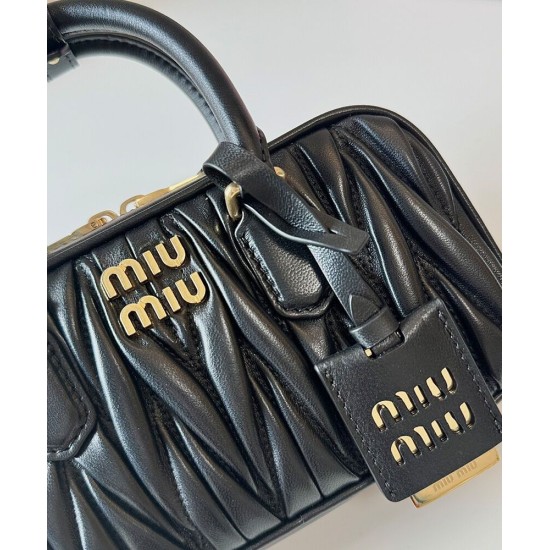 Premium Replica Miu Miu Arcadie Matelasse Mini Nappa Bag Black At Cheap Price