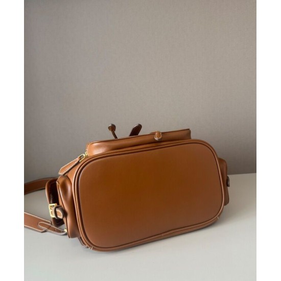 Premium Replica Miumiu Leather Backpack 5BZ042 Brown At Cheap Price