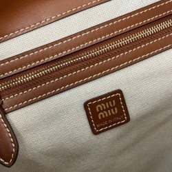 Premium Replica Miumiu Leather Backpack 5BZ042 Brown At Cheap Price