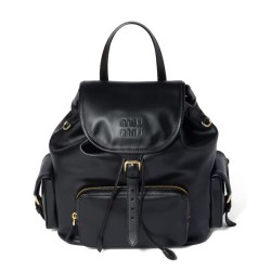 Premium Replica Miumiu Leather Backpack 5BZ042 Black At Cheap Price