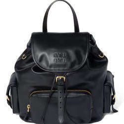 Premium Replica Miumiu Leather Backpack 5BZ042 Black At Cheap Price