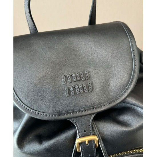 Premium Replica Miumiu Leather Backpack 5BZ042 Black At Cheap Price