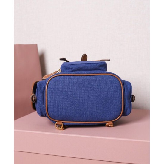 Premium Replica Miumiu canvas backpack 5BZ043 blue At Cheap Price