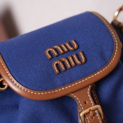 Premium Replica Miumiu canvas backpack 5BZ043 blue At Cheap Price