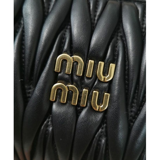 Premium Replica Miu Miu Wander Mini Hobo Bag Black Matelasse At Cheap Price